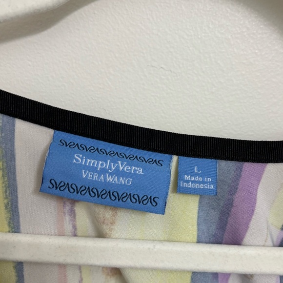 Simply Vera Vera Wang Purple and Yellow Ruched Blouse - Picture 8 of 12